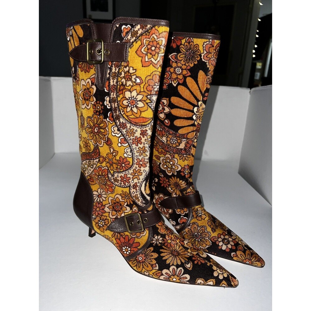 Magnolia Zapateria Boots Womens Sz 6B Corduroy Floral Kitten Heel Vintage New - Picture 11 of 11